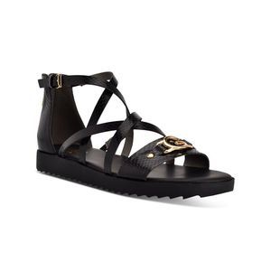 GBG GUESS Womens Black Snake Karin Round Toe Wedge Gladiator Sandles 7.5 M